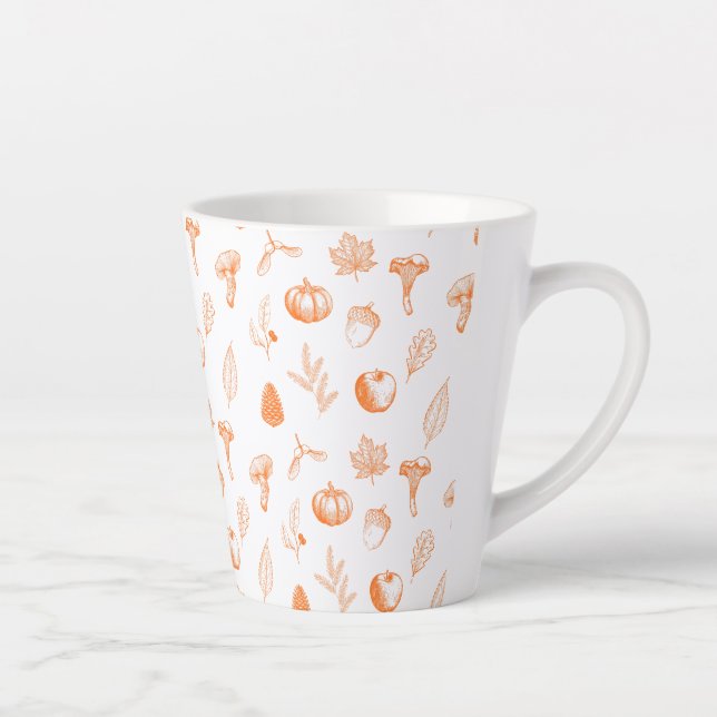 Cozy Autumn Pattern Latte Mug (Right)