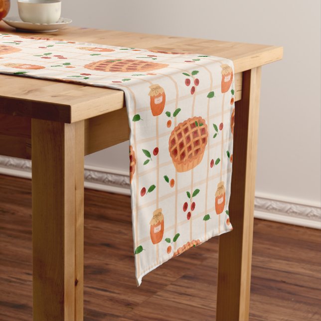Cozy Autumn Pie and Jam Pattern Short Table Runner (In Situ)
