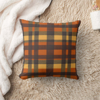 Cozy Autumn Plaid Flannel Throw Pillow