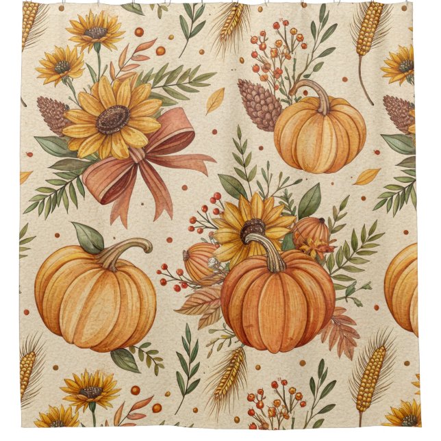 Cozy Autumn Pumpkin and Sunflower Pattern (Front)