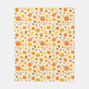 Cozy Autumn Pumpkin Harvest Fleece Blanket