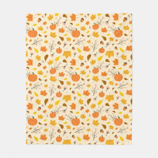Cozy Autumn Pumpkin Harvest Fleece Blanket