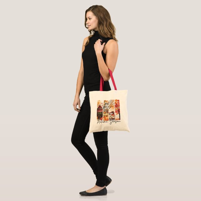 Cozy Autumn Season Brushstroke Tote Bag (Front (Model))