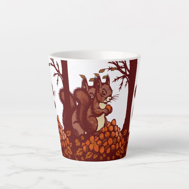 Cozy Autumn Squirrel Rustic Latte Mug 🐿️ (Front)