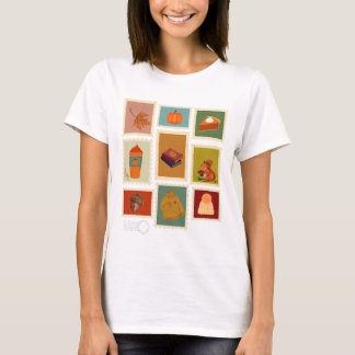 Cozy Autumn Stamp Collage Fall Aesthetic T-Shirt