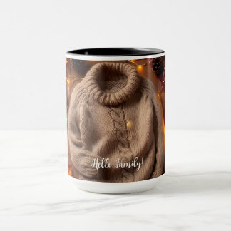 Cozy Autumn Sweater, Leaves, Pinecones Pumpkin Mug