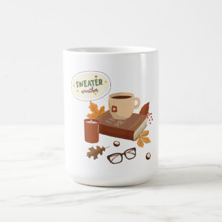 Cozy Autumn Sweater Weather Book & Tea Coffee Mug