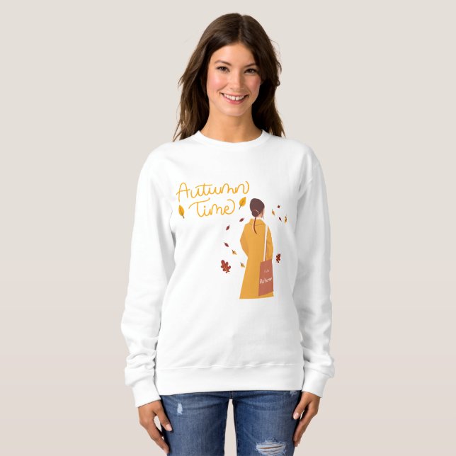 Cozy Autumn Time | Cute Fall Graphic Pullover (Front Full)