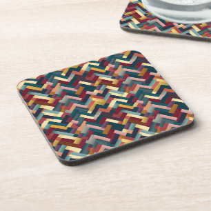 Cozy Autumn Tones Weave Pattern Coaster