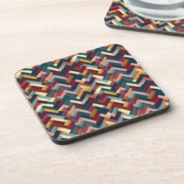 Cozy Autumn Tones Weave Pattern Coaster (Left Side)