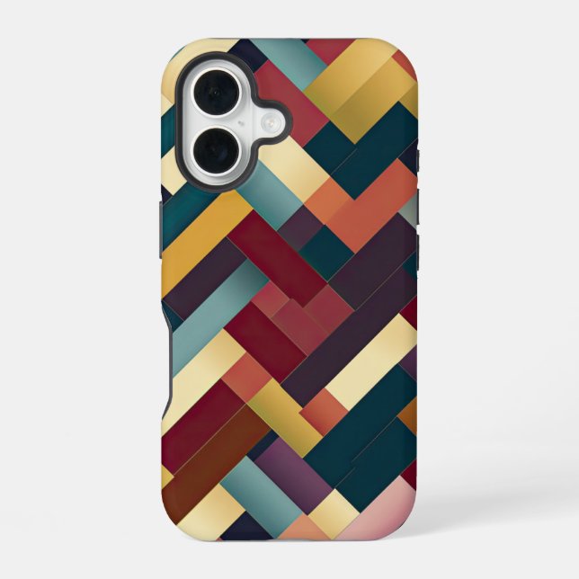 Cozy Autumn Tones Weave Pattern iPhone 16 Case (Back)