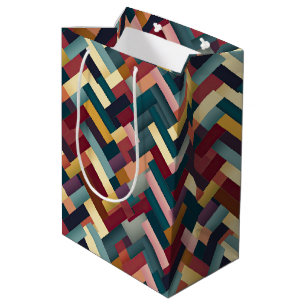Cozy Autumn Tones Weave Pattern Medium Gift Bag