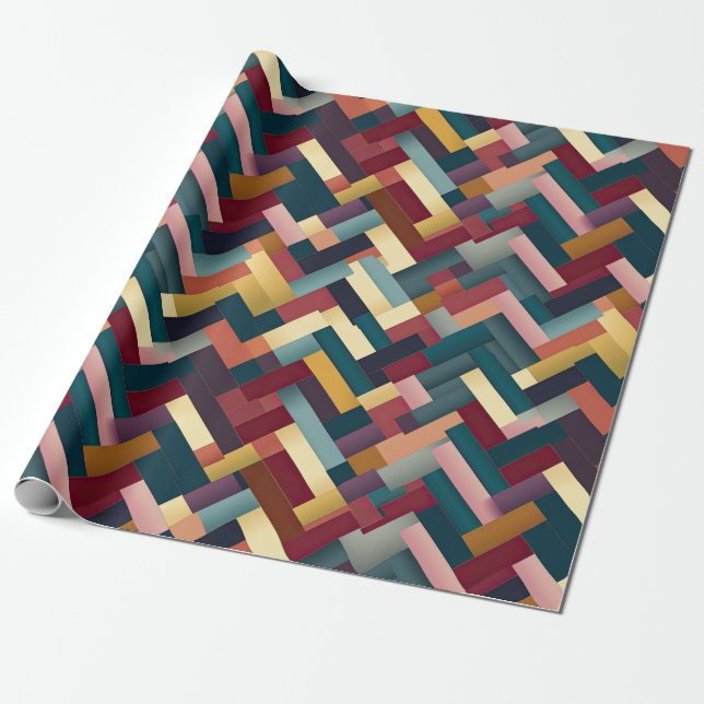 Cozy Autumn Tones Weave Pattern Wrapping Paper (Unrolled)