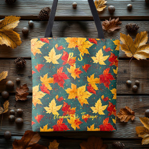 Cozy Autumn Tote with Vibrant Leaves & Fall Charm Bag