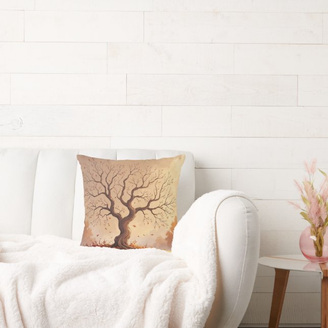 Cozy Autumn Tree Fall Leaves Pillow (Couch)