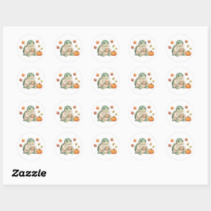 Cozy Autumn Turtle Kawaii Pumpkin Spice Latte Classic Round Sticker