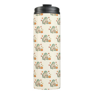 Cozy Autumn Turtle Kawaii Pumpkin Spice Latte Thermal Tumbler