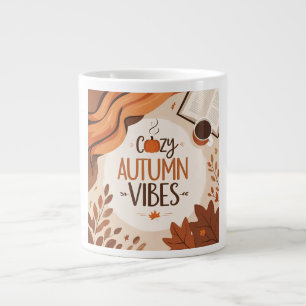 Cozy Autumn Vibes – Minimalist Flat Design Large Coffee Mug