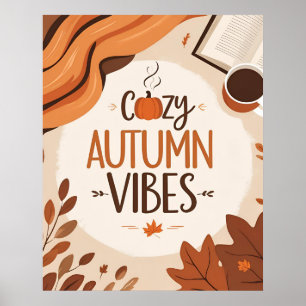 Cozy Autumn Vibes – Minimalist Flat Design Poster