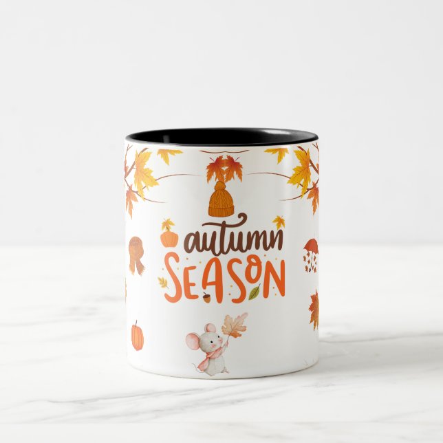 Cozy Autumn Vibes Mug – Fall Coffee Cup with Leave (Center)