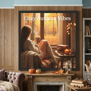Cozy Autumn Vibes Personalized Fall Cabin Window Canvas Print