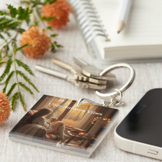 Cozy Autumn Vibes | Personalized Fall Cabin Window Keychain
