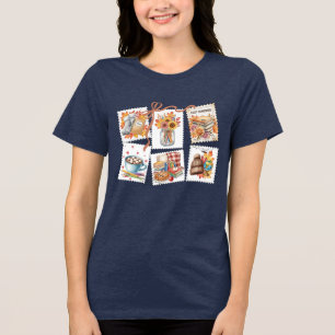 Cozy Autumn Vintage Stamp Teacher Tri-Blend Shirt