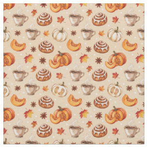 Cozy Autumn Watercolor Seamless Pattern Fabric