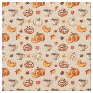 Cozy Autumn Watercolor Seamless Pattern Fabric