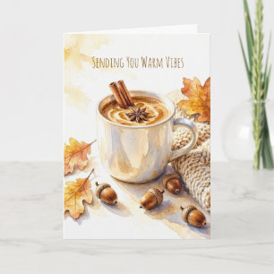 Cozy Autumn Wishes Latte Water Folded Greeting Card