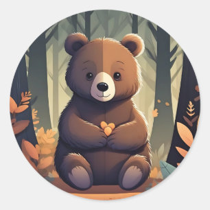 Cozy Baby Bear Classic Round Sticker