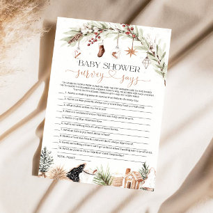 Cozy Baby Shower Survey Says Game Card