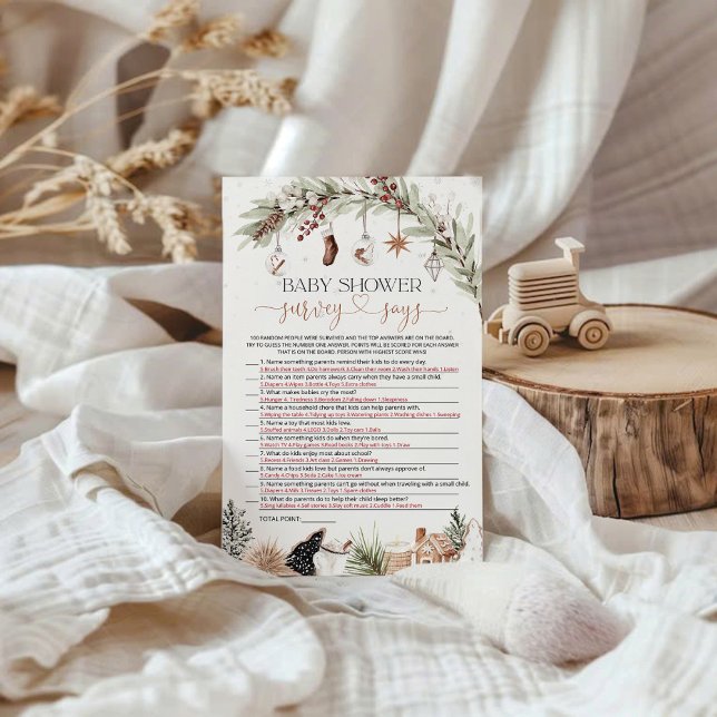 Cozy Baby Shower Survey Says Game Card (Creator Uploaded)