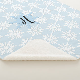 Cozy Baby's Monogram Snowflake Sherpa Blanket