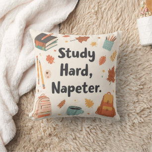 Cozy Back-to-School Pillow – Study Hard, Nap Harde