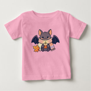 Cozy Bat in Knit Scarf Holding Candle Baby T-Shirt