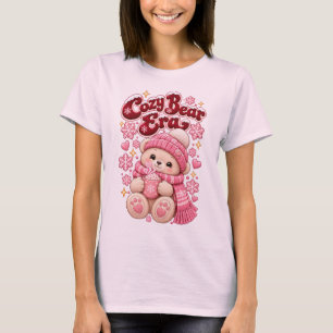 Cozy Bear Era Cute Pink Christmas T-Shirt