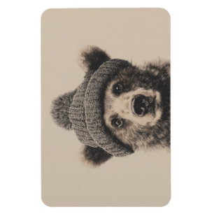 Cozy Bear in Beanie - Cute Winter Animal Magnet