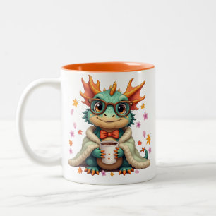Cozy Bearded Dragon - Dragon in Blanket  Coffee Two-Tone Coffee Mug