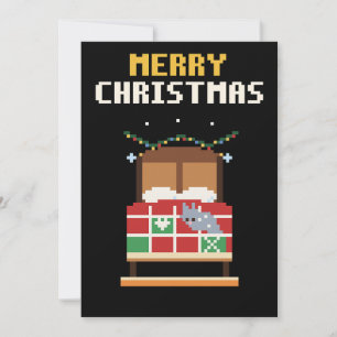 Cozy Bedroom Pixel Art Christmas Card