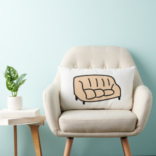 Cozy Beige Sofa Housewarming Gift Lumbar Pillow
