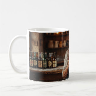Cozy Belgian Tavern Waitress Scene Mug