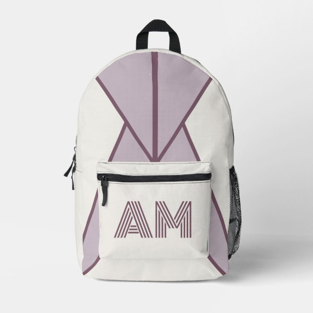 Cozy Berry Ash Lavender Geometric Custom Backpack (Front)