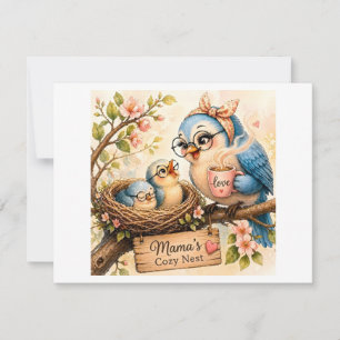Cozy Bird Family RSVP Card