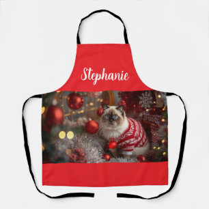 Cozy Birman Cat Christmas Personalized Apron