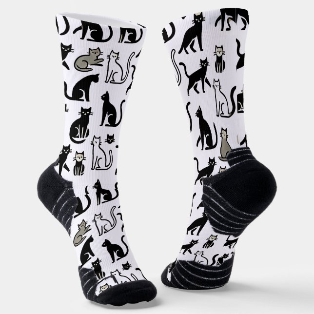 Cozy Black Cat Pattern Socks (Angled)