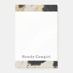 Cozy Black Cream Gold Southwest Cowhide Post-it Notes