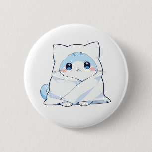 Cozy Blanket Kitten Kawaii Cute Cat Design 2 Inch Round Button