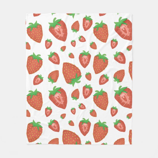 Cozy Blanket With Cute Strawberry Pattern  (Front)