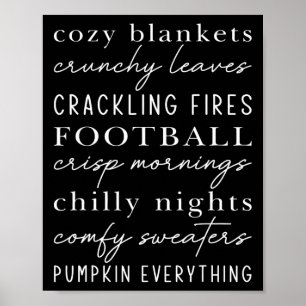 Cozy Blankets Crunchy Leaves Pumpkin Thanksgiving  Poster
